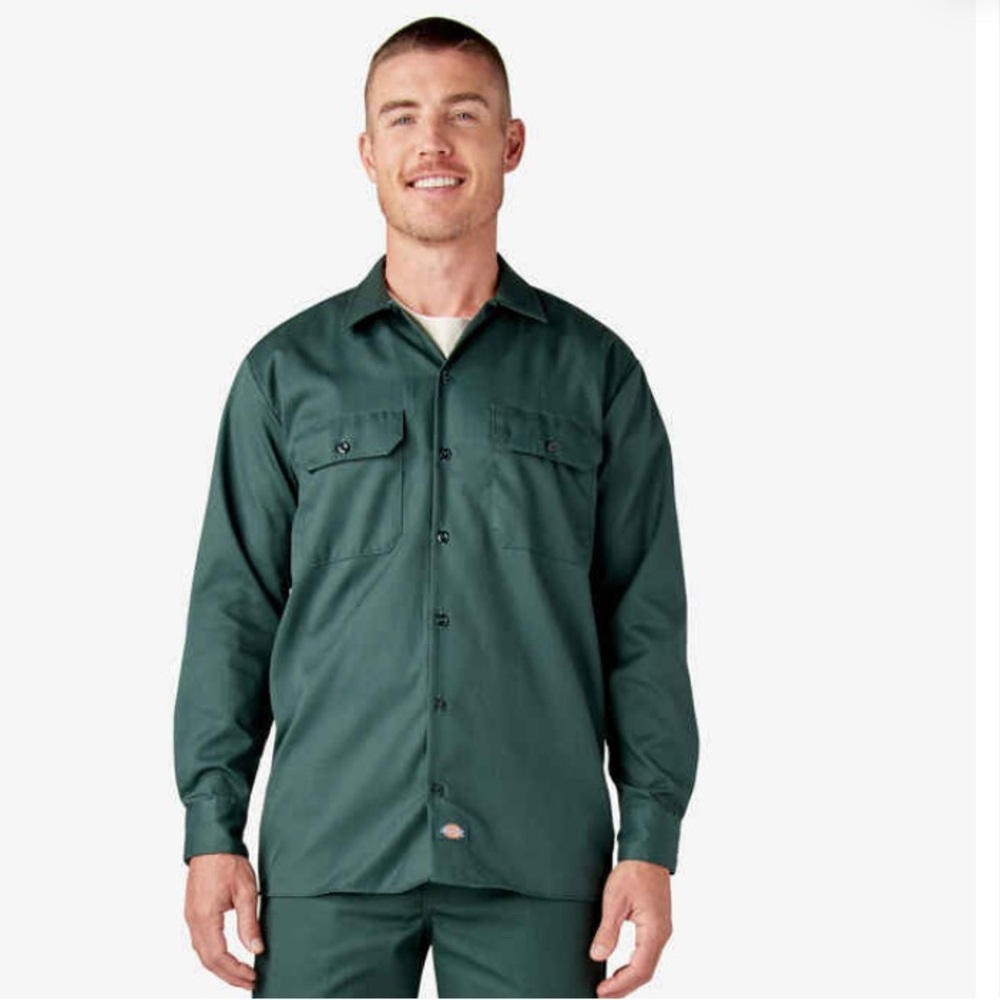 Dickies men’s green canvas work shirt